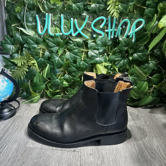 John Varvatos Chelsea Boot Sz 10 Black Leather Pull On Italy Made Distressed main image 8